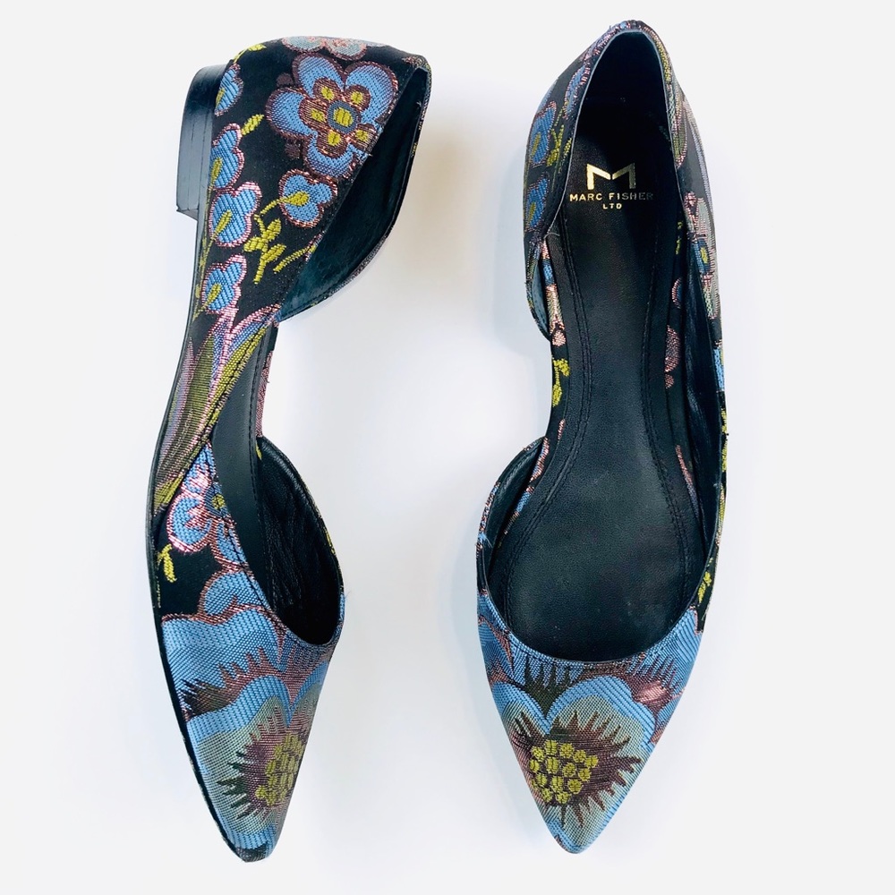 Marc Fisher floral embroidered pointed flats